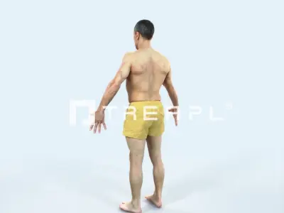 Fortitude L Animated Rigged Beach Sports Man Low-poly 3D model