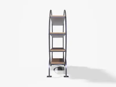 Round Books Shelve wood oak Low-poly 3D model