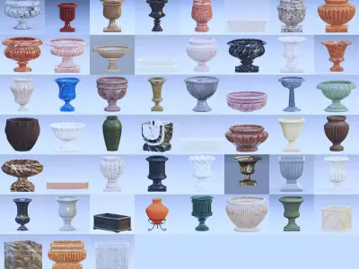 Garden urn planter collection 3D model