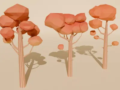Low poly trees and rocks Free low-poly 3D model