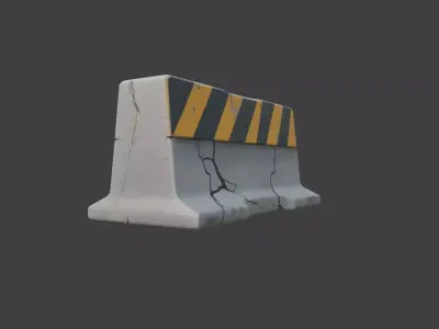 Broken Road Barrier Low-poly 3D model