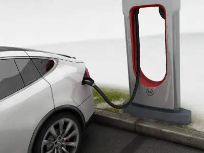 Tesla X plus Supercharger Low-poly 3D model