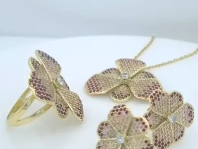 Blossom Diamond Series - Articulated Flower Jewelry 3D print model