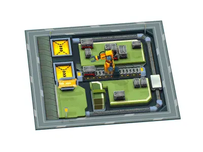 isometrical WareHouse platform upgrade 01 Low-poly 3D model