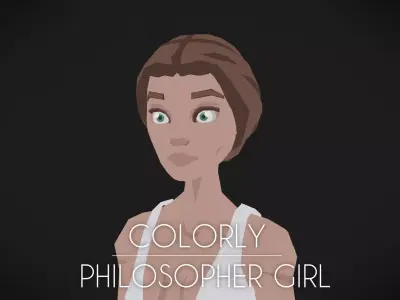 Colorly - Philosopher Girl - Game Ready - Rigged - Customizable Low-poly 3D model