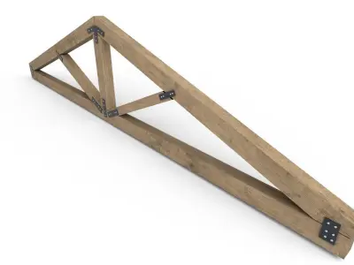 Wooden Roof Truss  02 Low-poly 3D model