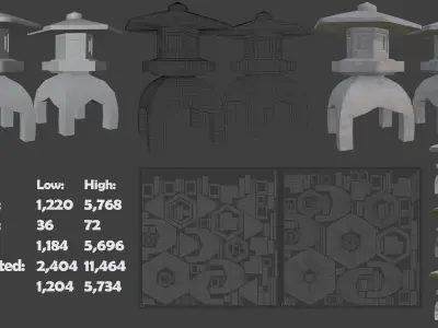 Pagoda Stone Statue Low-poly 3D model