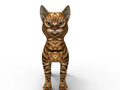 3d Wild Cat low poly  Low-poly 3D model