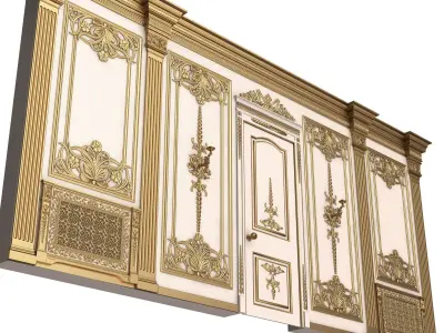Boiserie Classic Wall with Mouldings 09 White Low-poly 3D model