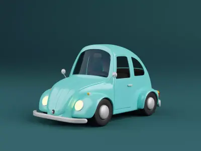 Stylized  Cartoon rigged car - Volkswagen Beetle 3D model