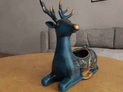 deer planter - vase - garden urn - candy dish - candle holder 1 3D print model