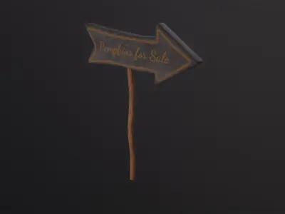 Pumpkins for Sale Sign 3D Model Low-poly 3D model