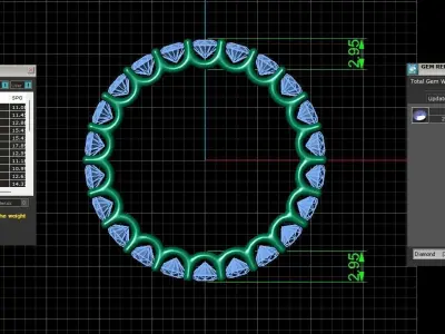 U Shaped Eternity Ring 2 point 8 mm stone size swiss 14 and EU54 3D print model