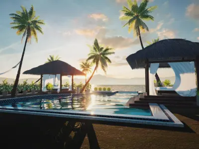 Exterior Beach Resort Scene File  3D model