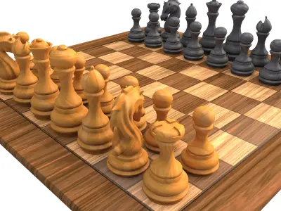 Chess Board lowpoly board game 3d model  Low-poly 3D model