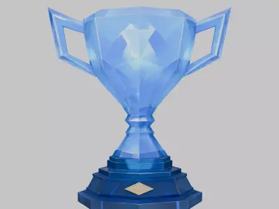 Blue Crystal Trophy Low-poly 3D model