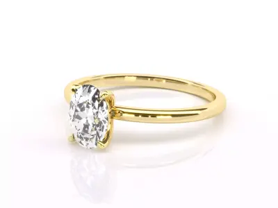 Oval Diamond Engagement Ring 8x6 3D print model