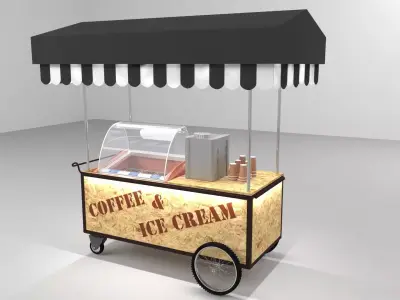 coffee barrow ice cream barrow kahve dondurma arabasi cart  3D model