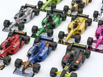formula car collection 3D model Low-poly 3D model