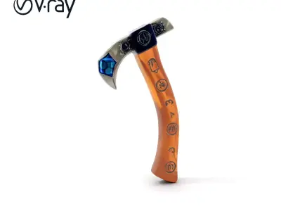 Fantasy Enchanted Axe Model Pack with Engraved Mystical Symbols Low-poly 3D model