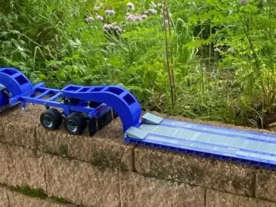 Triple axle heavy haul trailer plus 2 versions of the jeep 3D print model