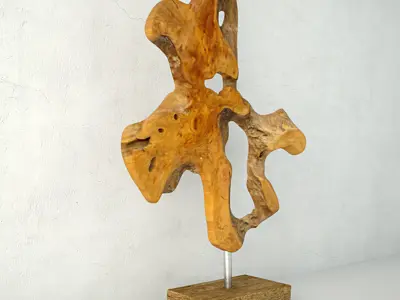 Teak Wood Table Top Decoration 3D model