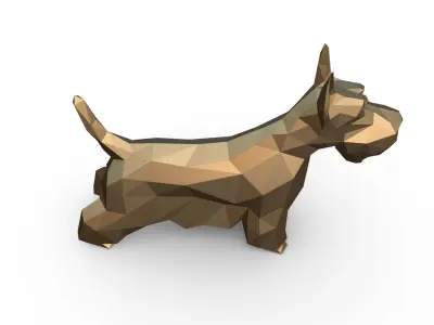 Scottish Terrier figure low poly 3D print model