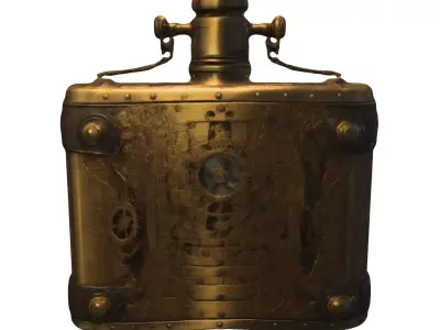 Steampunk Mechanical Flask Low-poly 3D model
