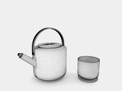 Teapot and tea mug 3D model
