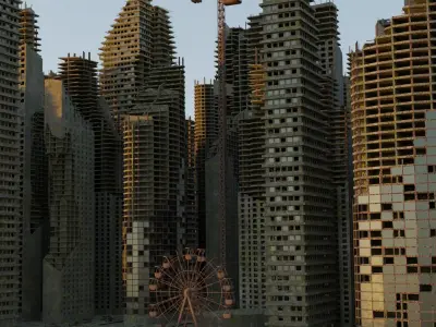 Post Apocalyptic Ruined City Pack 3D model