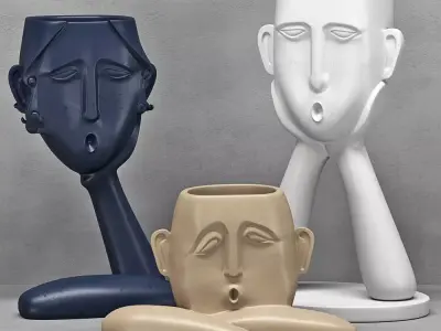 vases set three ceramic 3D print model