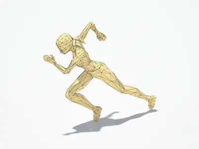 Fast Runner Woman sport Pose Low-poly 3D model