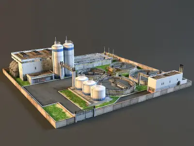 Pumping water purification Low-poly 3D model