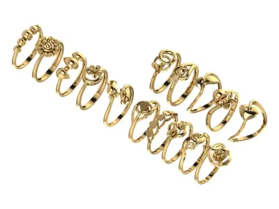 Ring Set - 15 ring set - Printable Model 3D print model