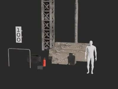 Race Track Props Kit Low-poly 3D model