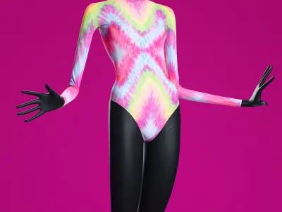 Woman Swimsuit VS Long Sleeve One-piece 3D model
