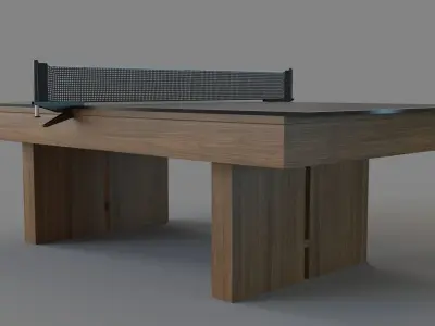 Walnut Pool Table With Table Tennis Kit Grey Felt 3D model