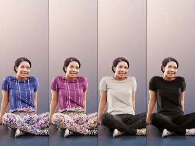 Yanelle 10966 -4 Texturevariations- Black Woman sitting fitness 3D model