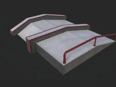 Lowpoly skatepark modules Low-poly 3D model