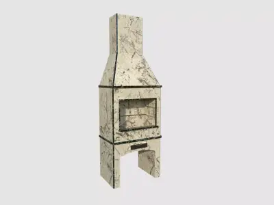 Brazilian Barbecue Grill 03 White Marble - Interior Design Low-poly 3D model