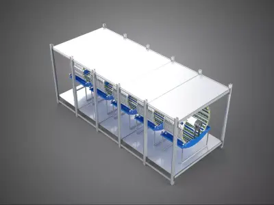 FRAME ARRAY ROW SHELF RACK TRAY ROTARY HYDROPONIC LED PLANT FARM 3D model