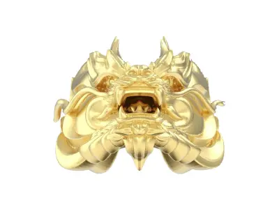 3D Printable oriental Chinese Dragon head 3D print model 3D print model