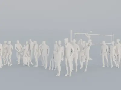 15 LP THIRTIES SPORT SUMMER CASUAL CROWDS MAN SITTING WOMAN 3D print model