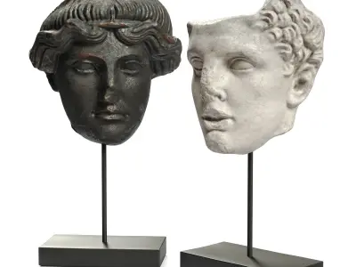 Hercules and Orpheus heads SCULPTURE Low-poly 3D model
