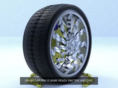 ORTAS CAR RIM 15 AND 16 GAME READY RIM TIRE AND DISC 3D Model Pack