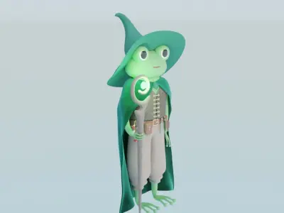 Cartoon character - Druid frog 3D model