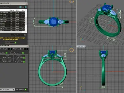 Triple gold engagement ring 3D print model