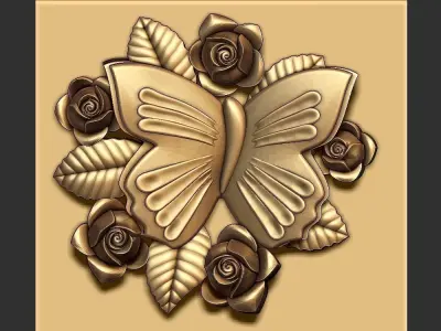 butterfly with flower 3D print model