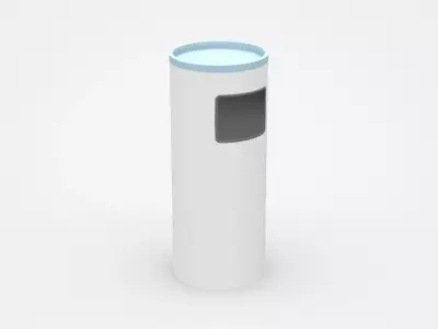 White Round Trash Bin With Light Blue Top 3D model