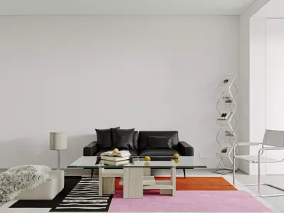 Modern living room dining room interior scenes 463 3D model